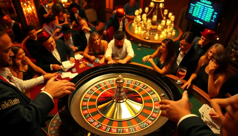 Cakhiatv captures the intense moments around a thrilling roulette table at a lively casino.